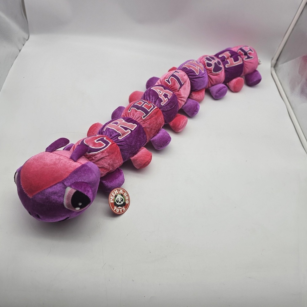 Peek-A-Boo Toys Great Wolf Long Caterpillar Plush Stuffed Toy Purple Pink 30"